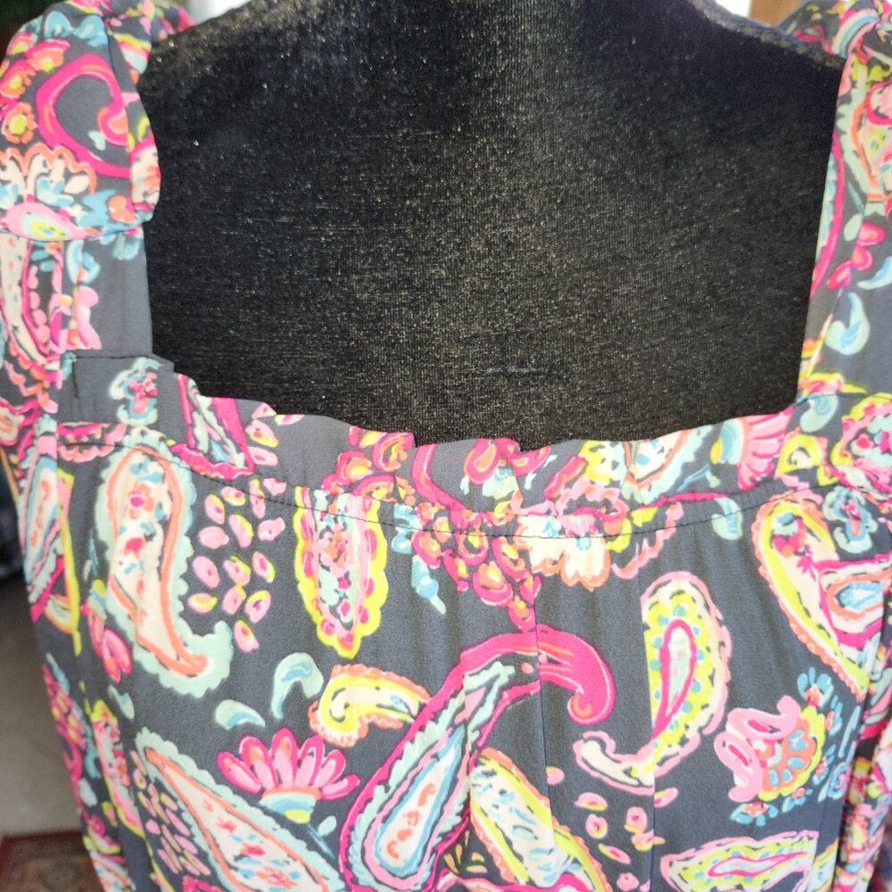 Emily Wonder Black Paisley Ruffle Dress Maxi  Boho size L - Picture 3 of 14